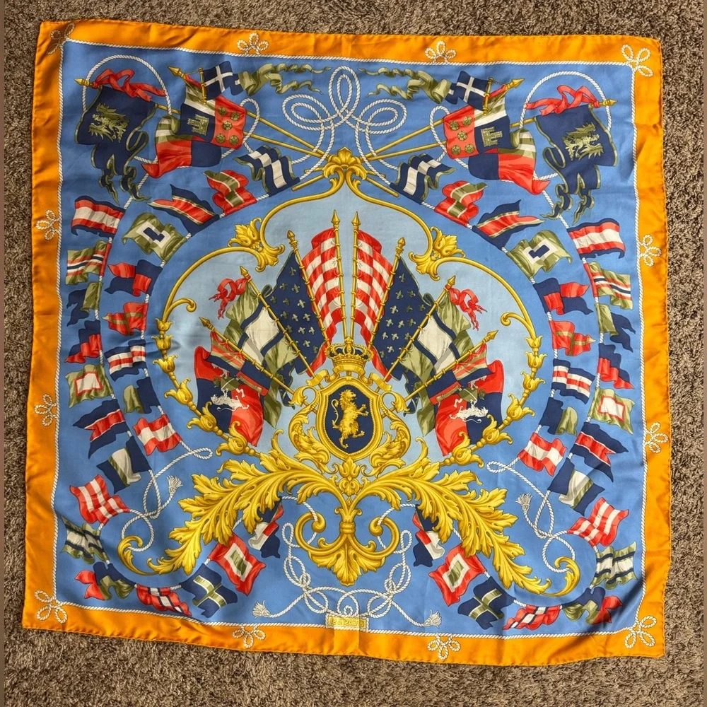 R di Ratti Italian Heraldry Banners motif silk scarf Made in Italy